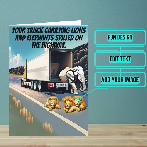 Circus Spill Truck Driver Funny Birthday  Card
