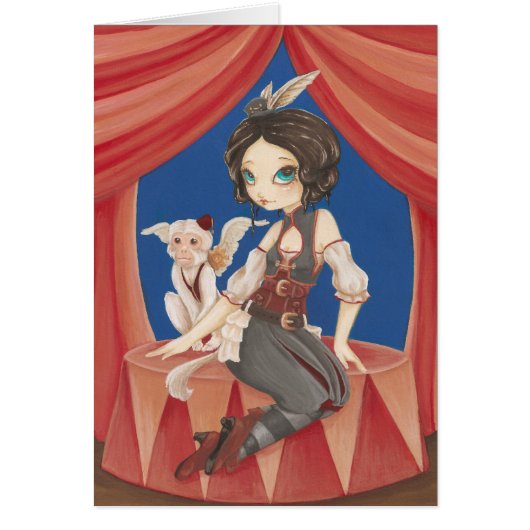 Circus - steampunk fantasy circus monkey cards (Front)