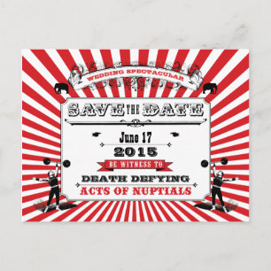 Circus Steampunk Wedding Save The Date Red Announcement Postcard