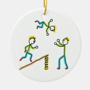 Circus Stickmen Acrobats Ceramic Ornament