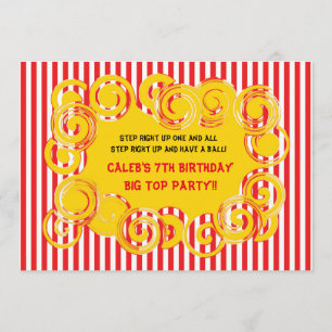 Circus Stripes Fun Swirl Birthday Party Invitation