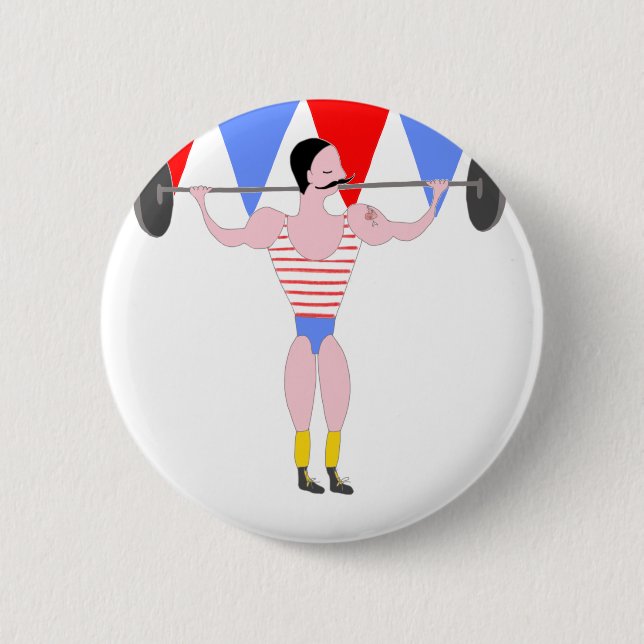 Circus Strong Man Circus Theme Party Button (Front)