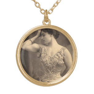 Circus Strongwoman Gold Plated Necklace