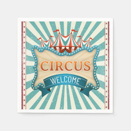Circus Teal Red Tent Vintage Birthday Party  Napki Napkins