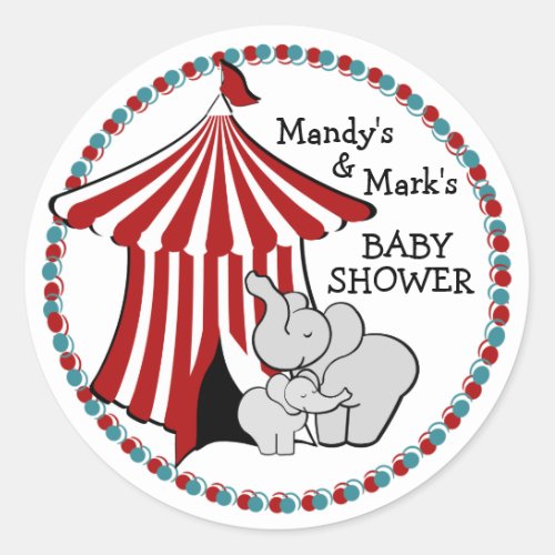 Circus Tent Baby Elephant Classic Round Sticker