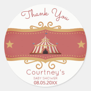Circus Tent Baby Shower Thank You Favor Classic Round Sticker
