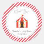 Circus Tent Baby Shower Thank You Sticker Red at Zazzle