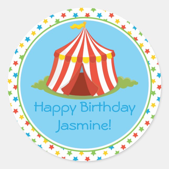 Circus Tent | Big Top | Personalized Classic Round Sticker (Front)