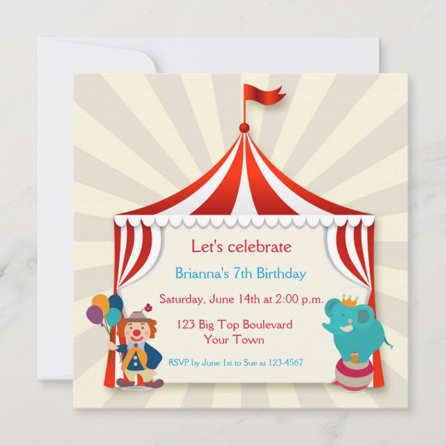 Circus Tent Birthday Invitation (Front)