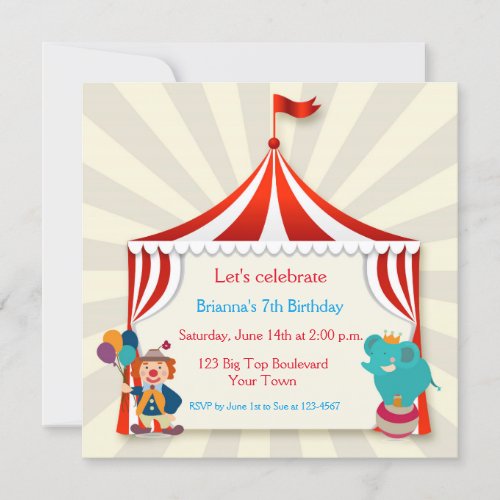 Circus Tent Birthday Invitation