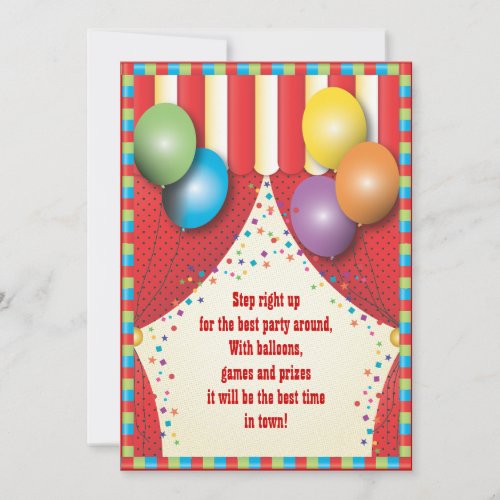 Circus Tent Carnival Birthday Party Invitation