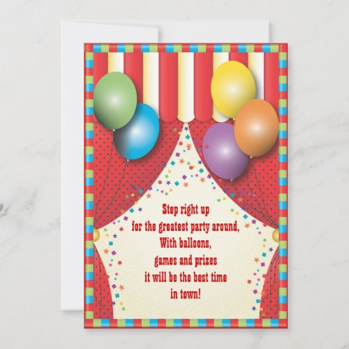 Circus Tent Carnival Birthday Party Invitation