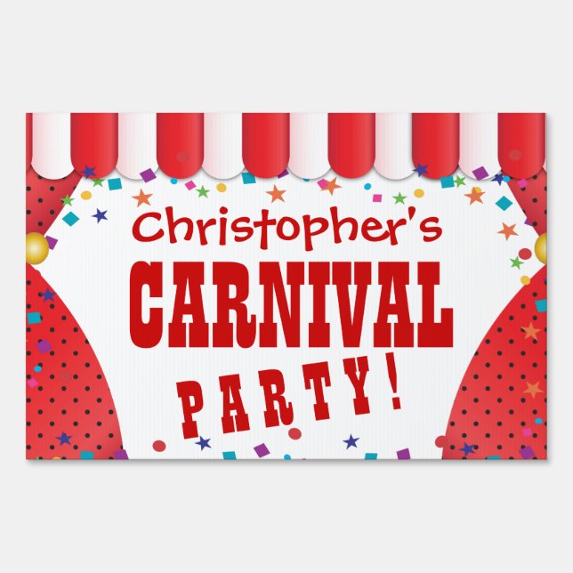 Circus Tent Carnival Birthday Personalized Sign (Front)