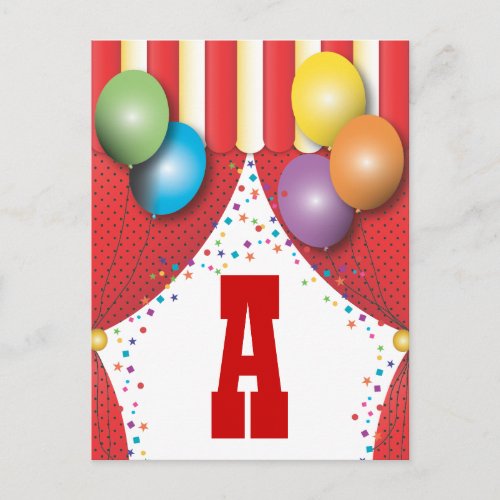 Circus Tent Carnival Make Your Own Birthday Banner Postcard