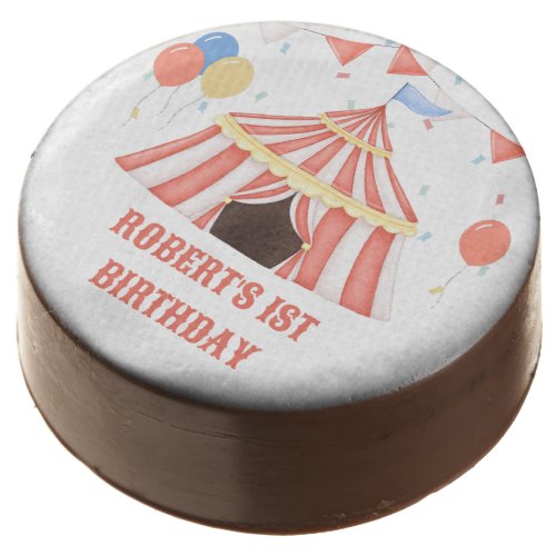 Circus Tent Carnival Watercolor Birthday Chocolate Covered Oreo
