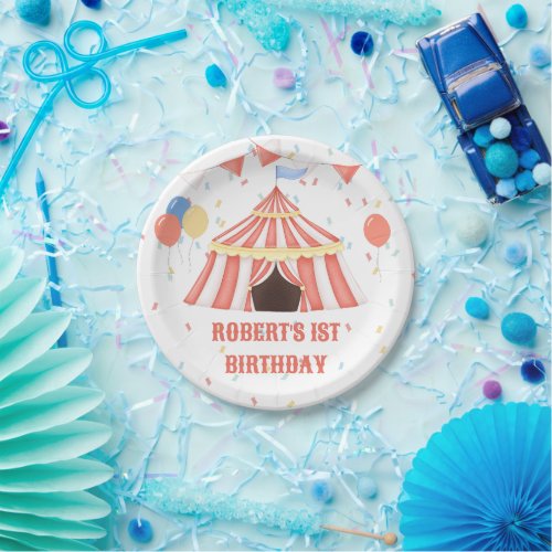 Circus Tent Carnival Watercolor Birthday Paper Plates