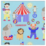 Circus Tent Cartoon Clowns &amp; Animals Personalized Fabric