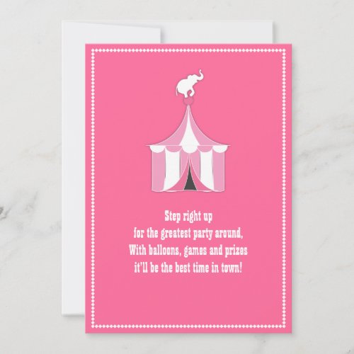 Circus Tent &amp; Elephant Girl's Birthday Party Personalized Announcement