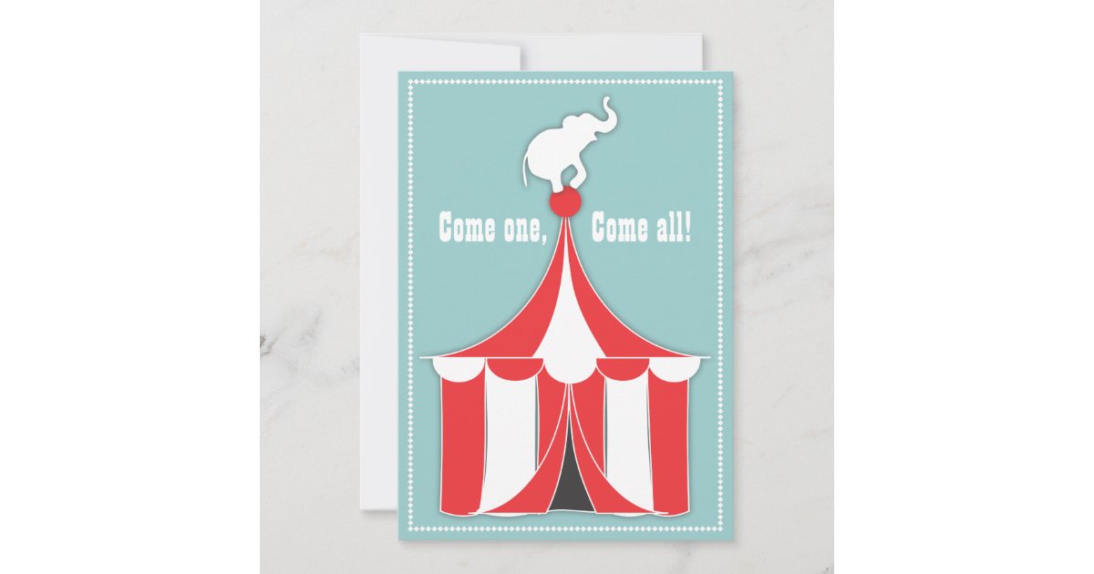 Circus Tent & Elephant Kids Birthday Party Invitation | Zazzle