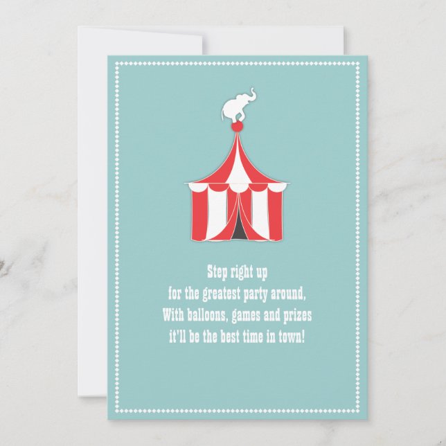 Circus Tent & Elephant Kids Birthday Party Invitation (Front)