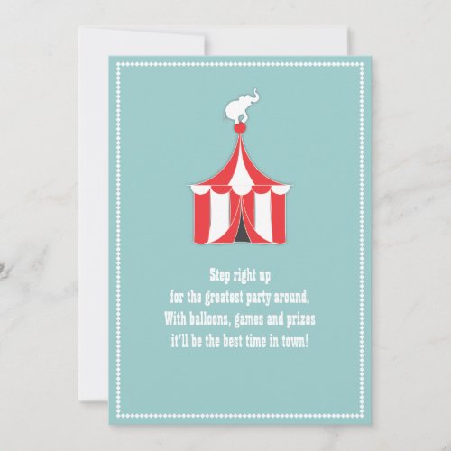 Circus Tent  Elephant Kids Birthday Party Invitation