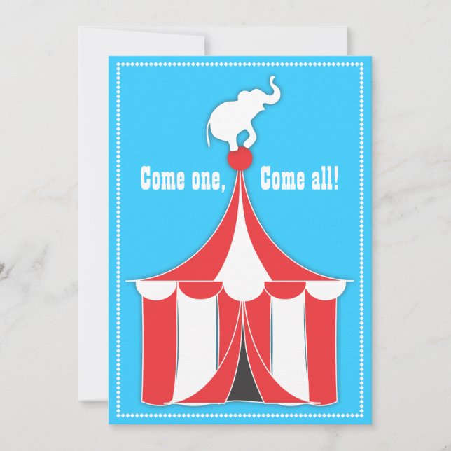 Circus Tent & Elephant Kids Birthday Party Invitation (Front)