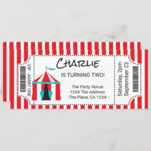 Circus Tent Novelty Ticket Personalized Invitation