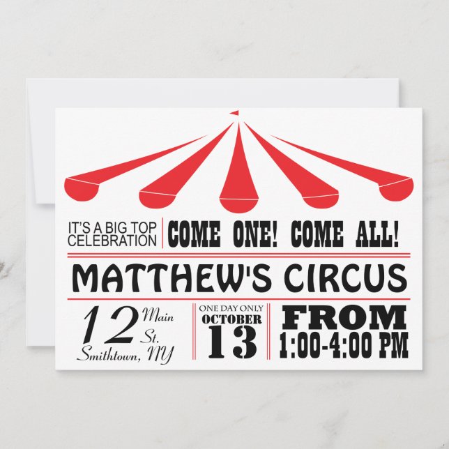 Circus Tent Party Invitation (Front)