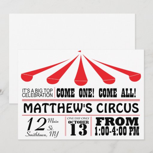 Circus Tent Party Invitation | Zazzle
