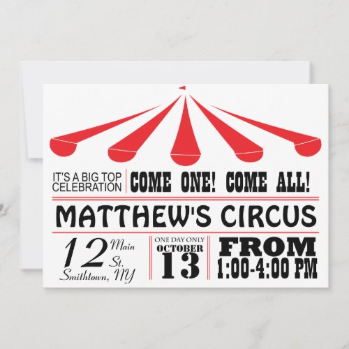Circus Tent Party Invitation