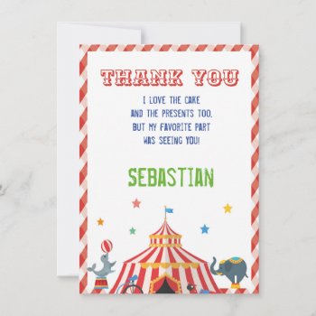 Circus Thank You Card by NellysPrint at Zazzle