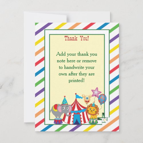 Circus Thank You Note
