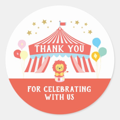 Circus thank you sticker Carnival Classic Round Sticker