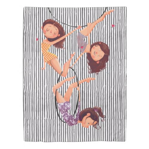 Circus Theme Acrobat Decor for Girls Kids Gymnast Duvet Cover