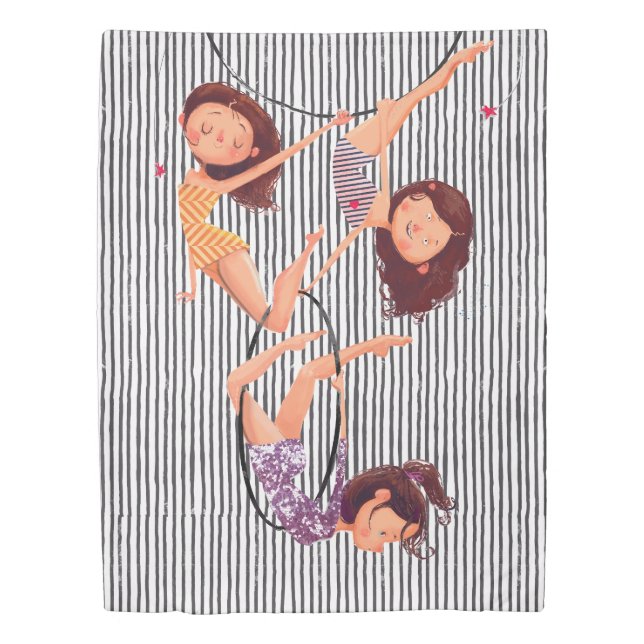 Circus Theme Acrobat Decor for Girls, Kids Gymnast Duvet Cover (Front)