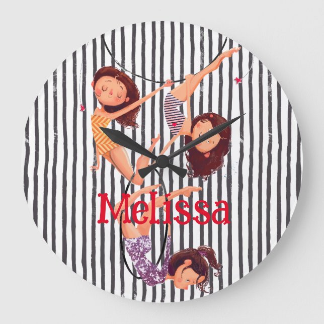 Circus Theme Acrobat Newborn Nursery Large Clock (Front)