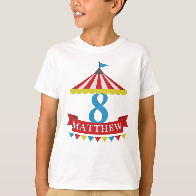 Circus theme birthday shirt - customizable (Front)