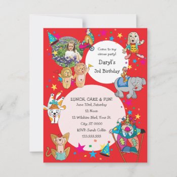 Circus Theme Children's Birthday Party Invitation by thepapershoppe at Zazzle