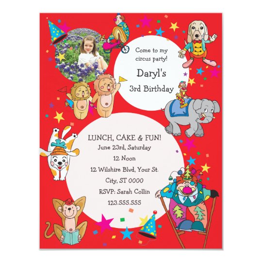 Circus Theme Children's Birthday Party Invitation