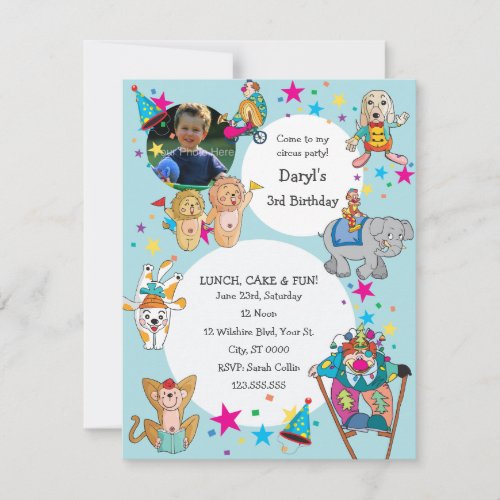 Circus Theme Childrens Birthday Party Invitation