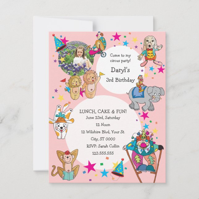 Circus Theme Children's Birthday Party Invitation (Front)