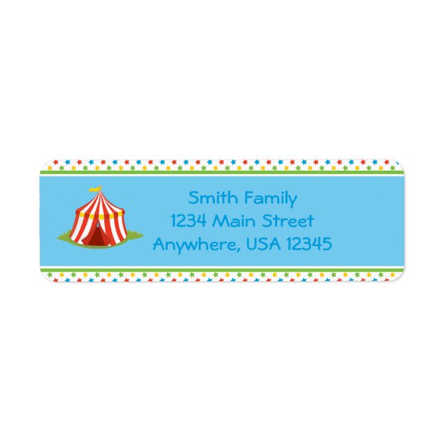 Circus Theme | Circus Tent |  Personalized Label (Front)