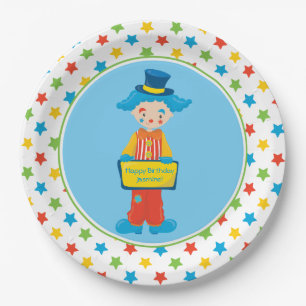 Circus Theme Clown Personalized Paper Plates