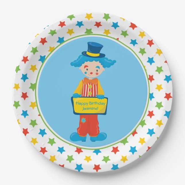 Circus Theme | Clown | Personalized Paper Plates (Front)