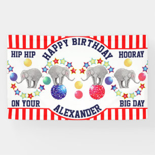 Circus Theme Elephant Birthday Party Banner