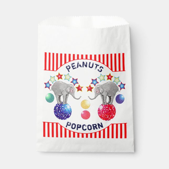 Circus Theme Elephant Birthday Party Treat Favor Bag (Front)