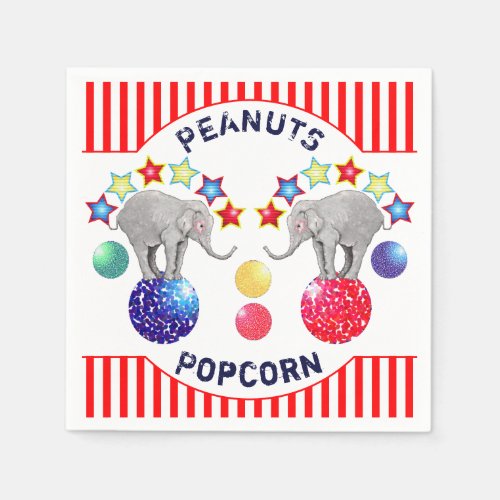 Circus Theme Elephant Birthday Party Treat Napkins