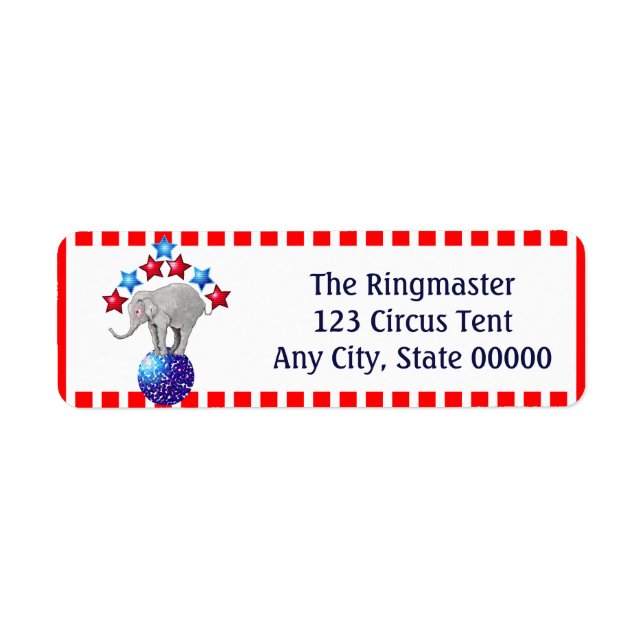 Circus Theme Elephant Carnival Stripe Label (Front)