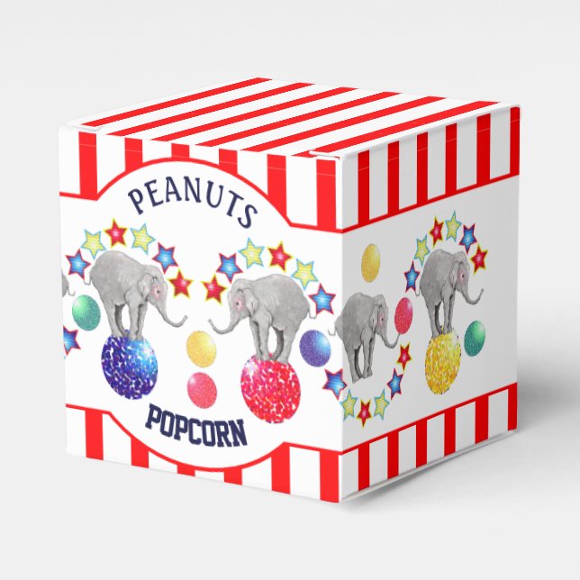 Circus Theme Elephant Gourmet Snacks Party Favor Boxes (Front Side)