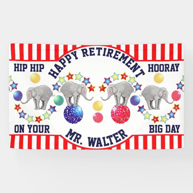 Circus Theme Elephant Retirement Party Banner (Horizontal)